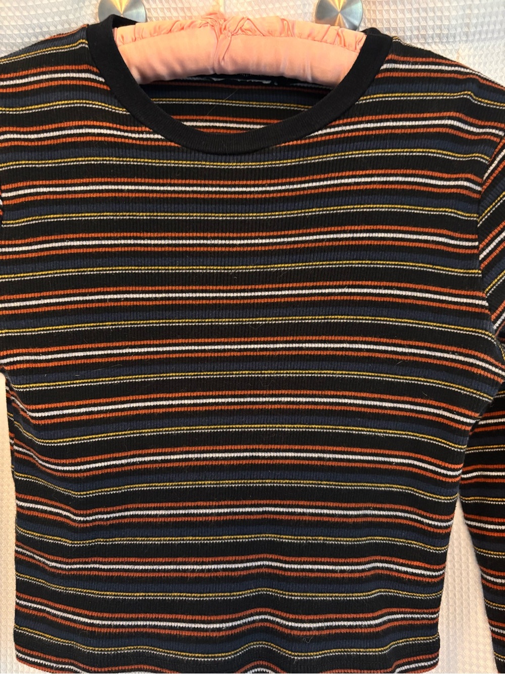 Brandy Melville Santana Striped Long Sleeve Crop Top Skater - Picture 3 of 7